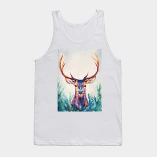 watercolor deer with big antlers Tank Top